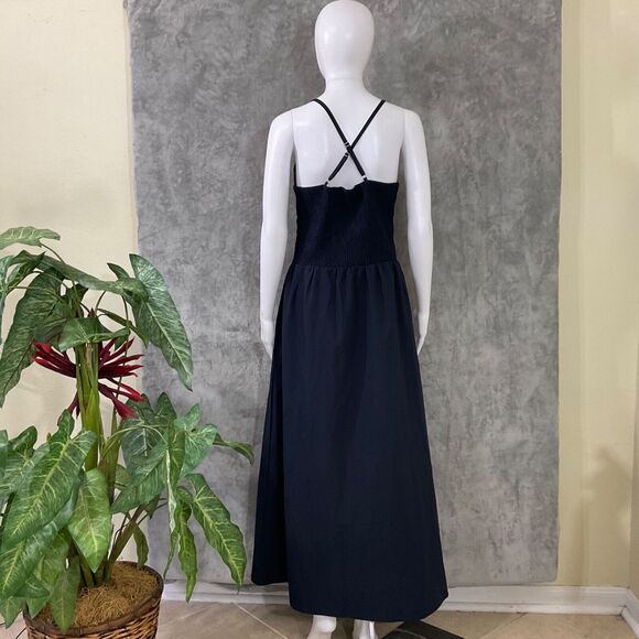 NEW BTFBM Summer Boho V-Neck cut out midi-Max dress Women’s M Black smocked back - Picture 3 of 10